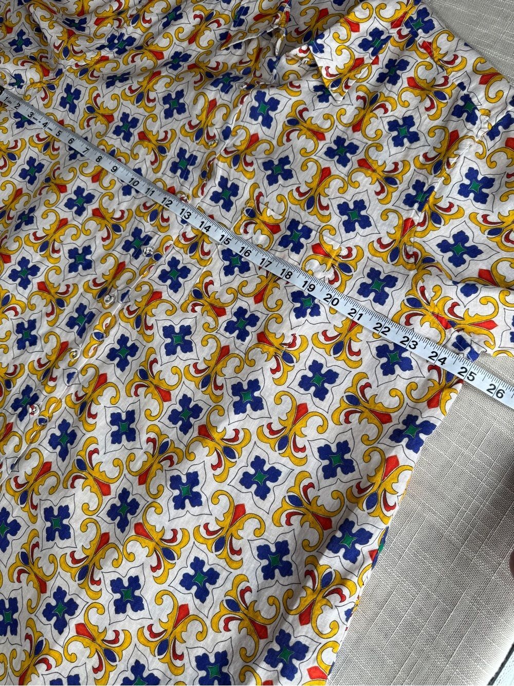 WEWOREWHAT Linen Tile Pattern Dad Shirt Oversized Size Medium Colorful - Picture 9 of 11